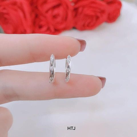 Bông tai bạc nữ dạng khuyên tròn / Khuyên tai tròn gắn đá bibi silver