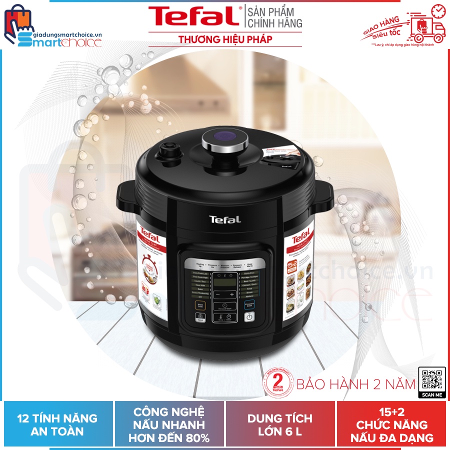 Nồi áp suất điện đa năng Tefal Home Chef CY601868, Công suất 1000W, Dung tích 6L