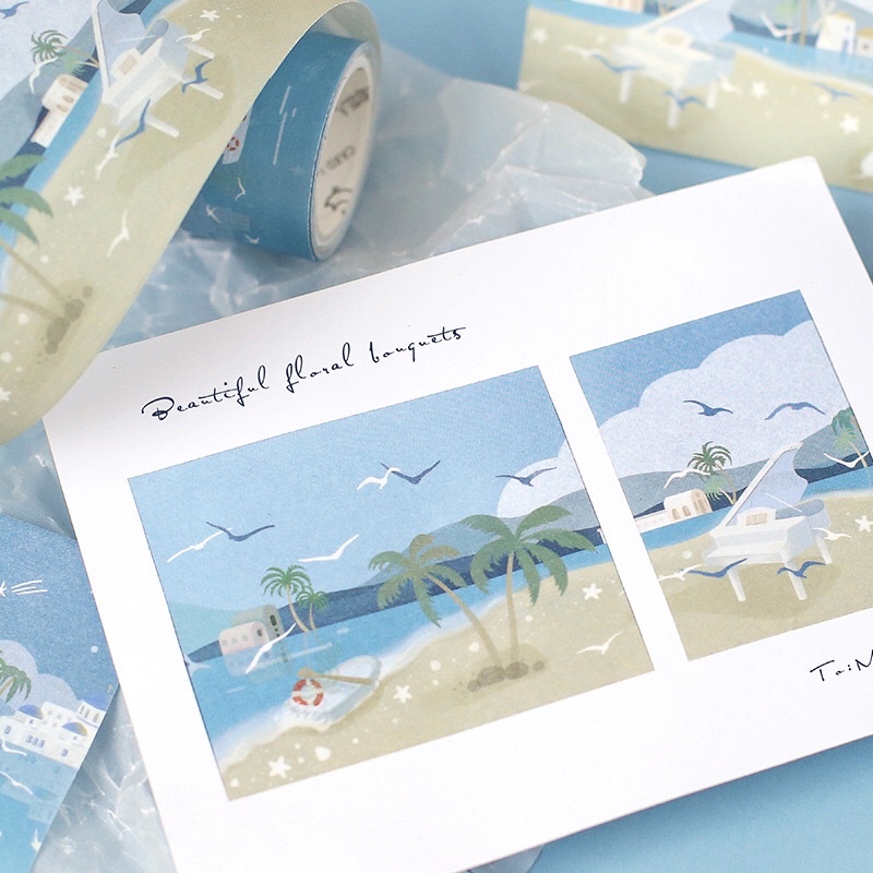 Cuộn 3m washi tape phong cảnh annime thơ mộng SOCO MINI, dùng trang trí sổ tay nhật kí, sổ tay journal, scrapbook xinh