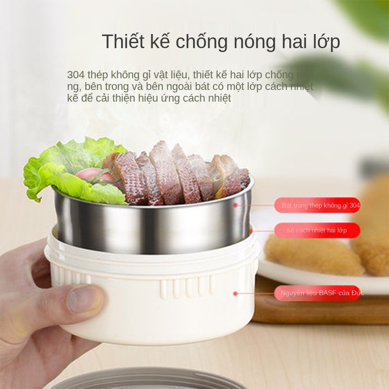 Bữa trưa cách nhiệt Đức Bo Aoni Hộp bằng thép không gỉ 304 với xô đựng gạo, sinh viên đi làm, cơm Bento nhiều lớp