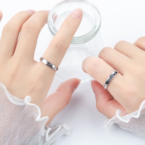 Nhẫn Đôi Bạc Dreamsilver, Nhẫn Cặp Hand in Hand Chỉnh Size ND002