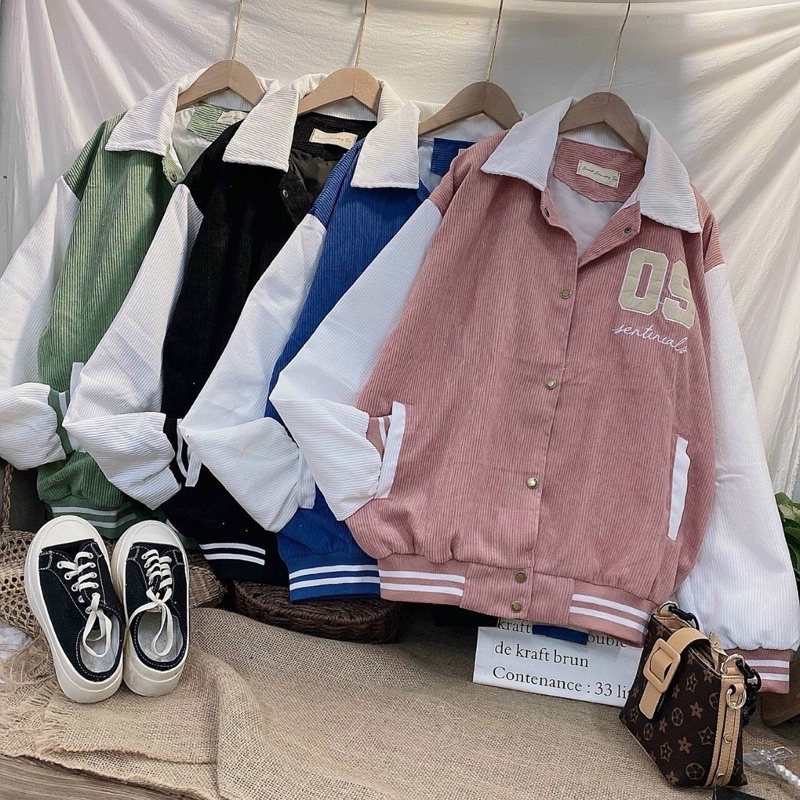 Áo khoác bomber cổ bẻ vải nhung dày dặn hàng 2 lớp trong lót dù TP09