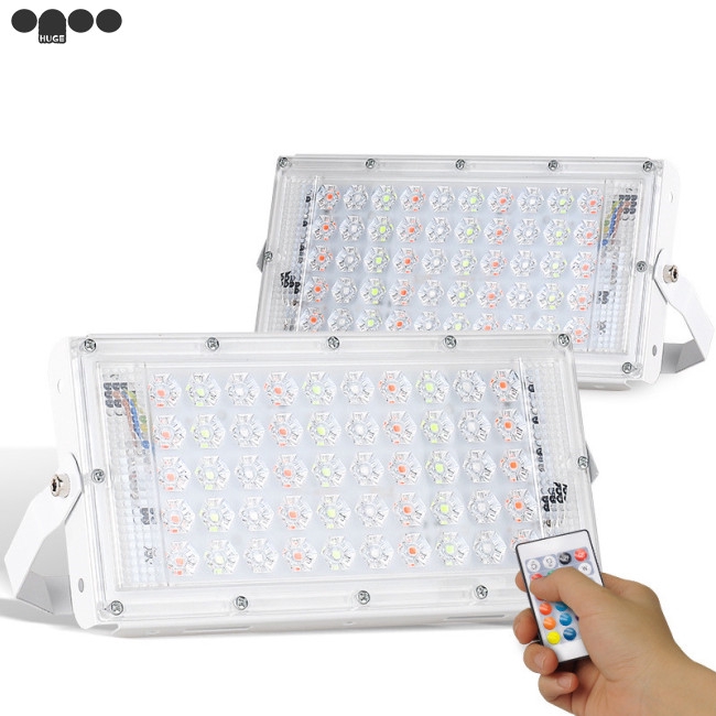 50W 220V RGB LED Floodlight Đèn chiếu sáng ngoài trời chống thấm nước với điều khiển từ xa