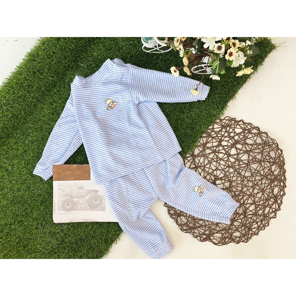 Bộ Dài Tay Cho Bé Gái, Bé Trai Minky Mom Vải Cotton 100% Hoạ Tiết Gấu Bu, Bộ Quần Áo Trẻ Em Thu Đông