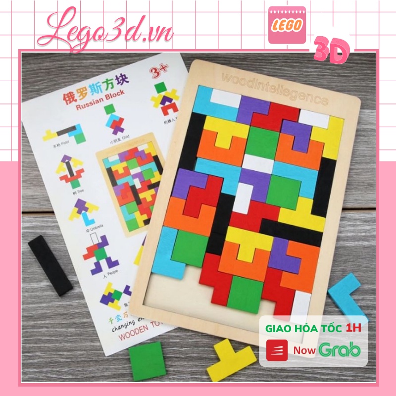 Đồ Chơi Xếp Gạch - Tetris Xếp Gạch Ghép Hình Gỗ Pitomio Montessori