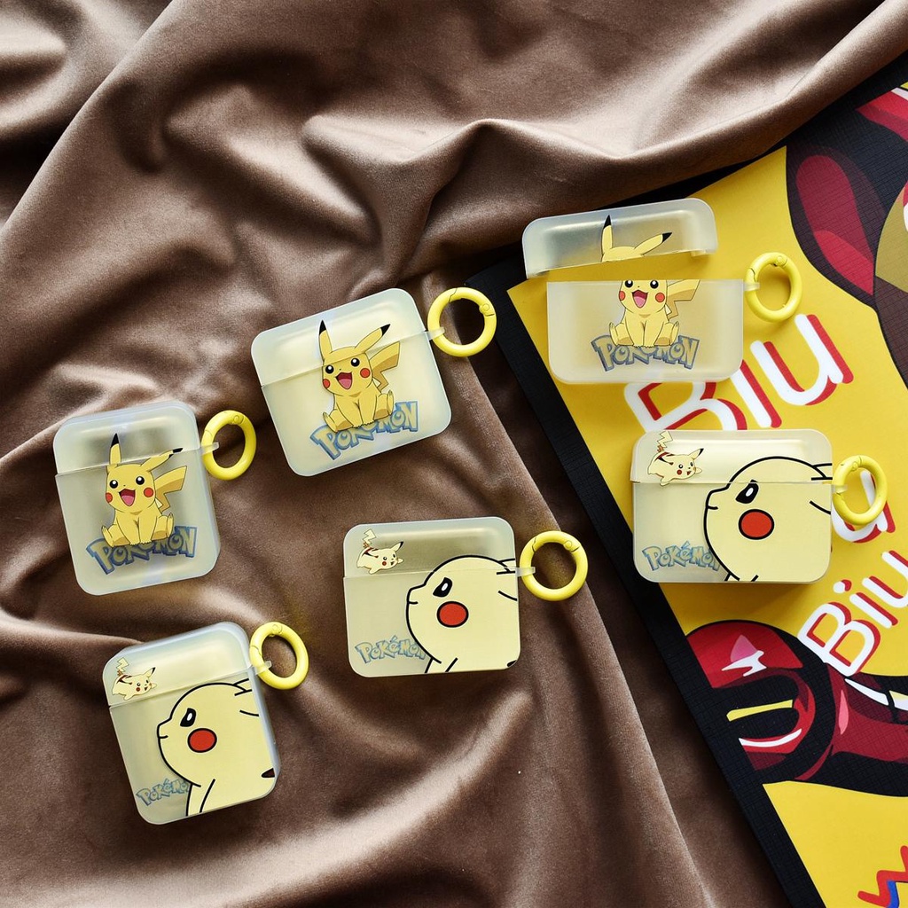 Vỏ Bảo Vệ Hộp Sạc Tai Nghe Airpods 1 2 Pro 3 2021 gen3 Bằng TPU PC Mềm Trong Suốt Chống Rơi In Hình Pikachu Dễ Thương