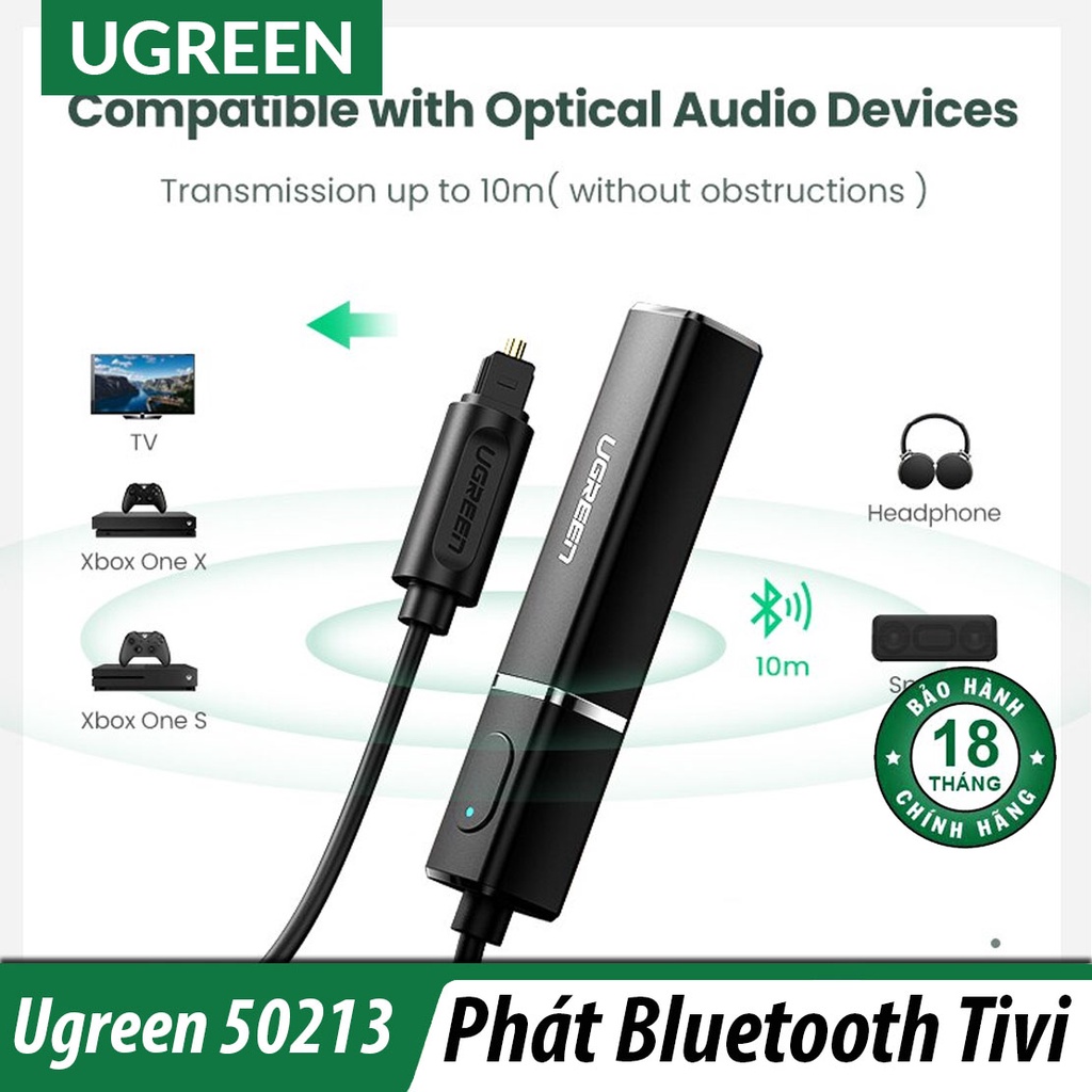 Bộ Phát Bluetooth 5.0 Cổng Quang Optical Cho Tivi, Máy Tính  Ugreen 50213