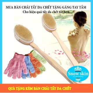 [Combo]Bàn Chải Cọ Da Khô & Găng Tay Tắm Tẩy Da Chết