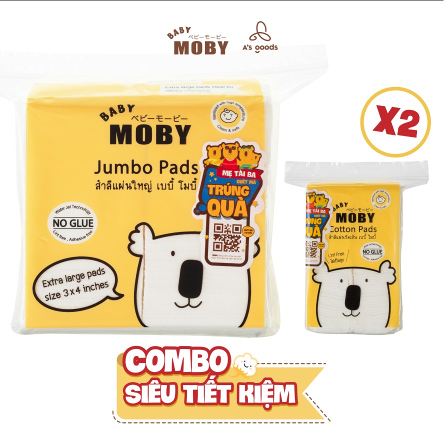 COMBO 01 Bông miếng Moby cỡ lớn + 02 Bông miếng Moby cỡ nhỏ