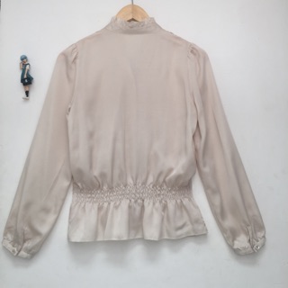 Sơ mi công chúa 3rd Wave Nhật bo eo màu beige