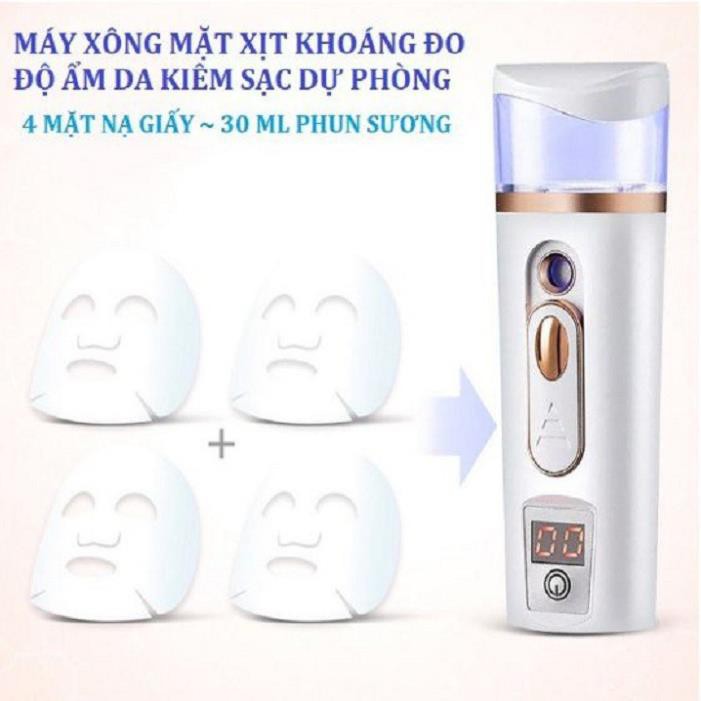 {Hot New} Máy Xịt Khoáng Xông Mặt Nano Mini Đo Độ Ẩm Da 2019