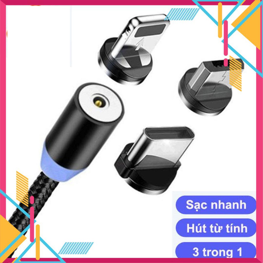 Cáp sạc từ tính cao cấp 3 in 1 tích hơn sạc nhanh chống chịu tốt Combo 3 đầu Type-C / Lightning / Mirco