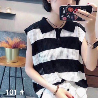 G30. 101. ÁO LEN SỌC CỔ BẺ