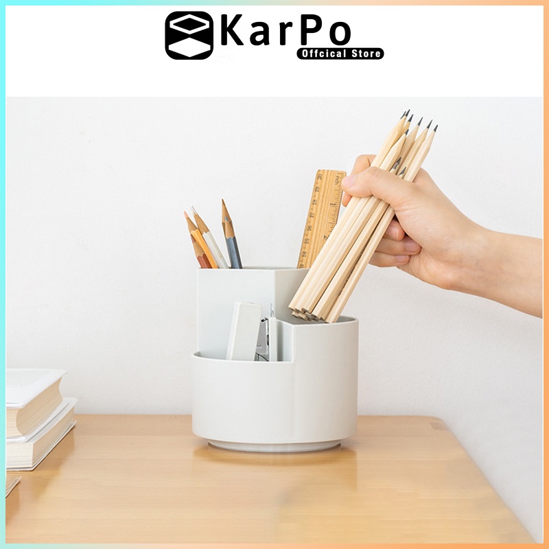 Cốc đựng bút, dụng cụ học tập, đồ dùng cá nhân KarPo CB-102 xoay 360 độ tiện dụng