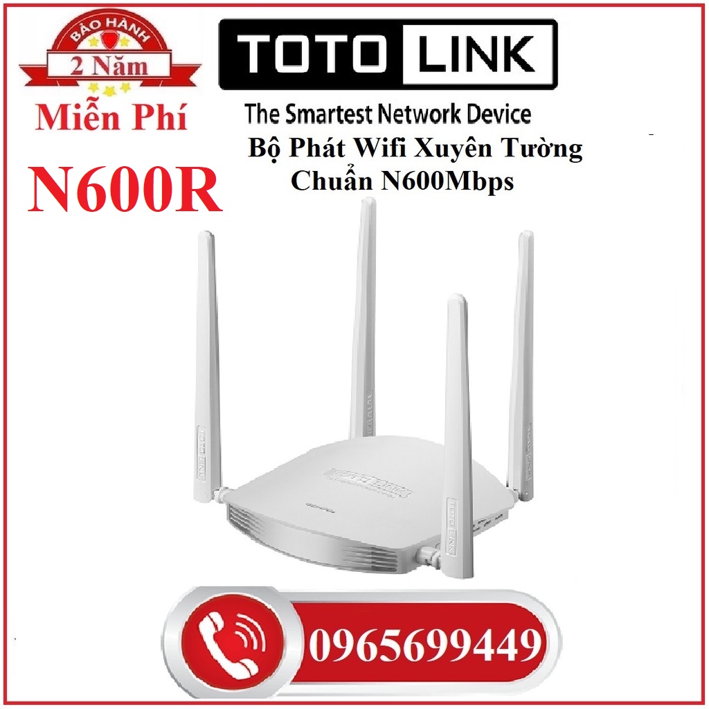 Bộ Phát Wifi Xuyên Tường Totolink N600R Chuẩn N600Mbps 4 Râu -Hàng Chính Hãng