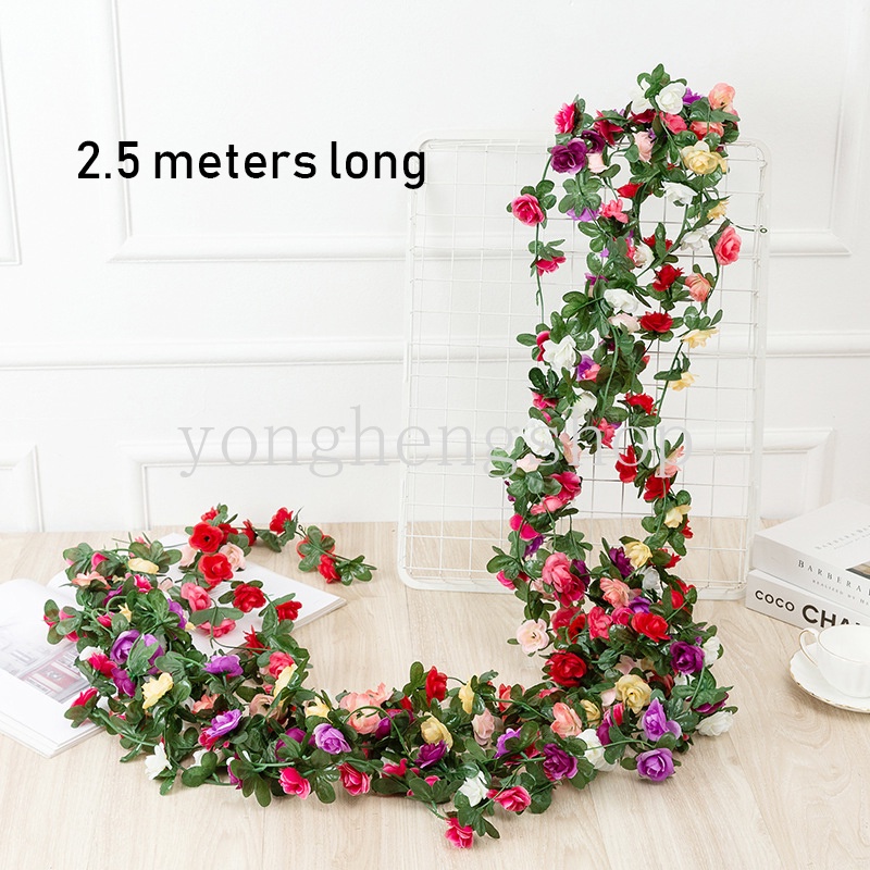 Dây Hoa Hồng Nhân Tạo 250cm Dùng Làm Phông Nền Trang Trí Tiệc Cưới/Nhà Cửa/Vườn DIY