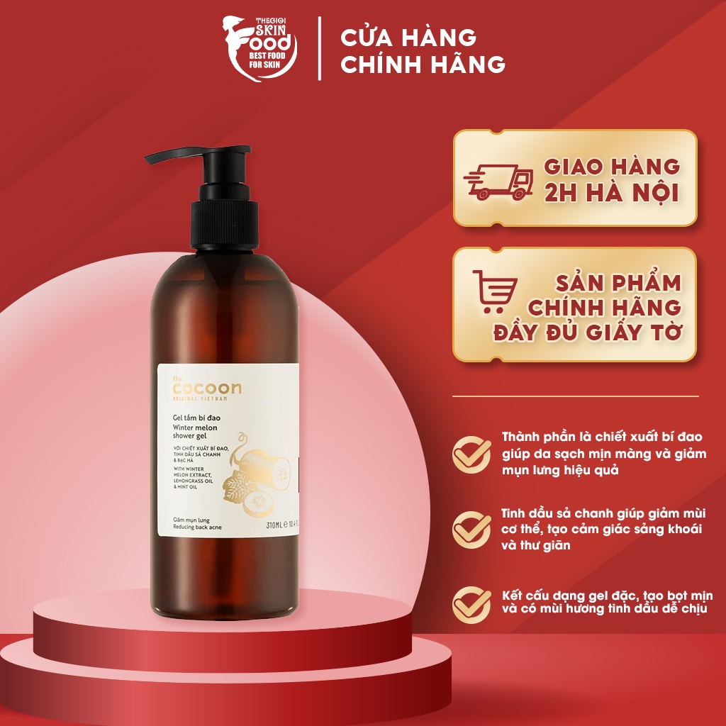 Sữa Tắm Dạng Gel Giảm Mụn Vùng Lưng Chiết Xuất Bí Đao The Cocoon Winter Melon Shower Gel 300ml