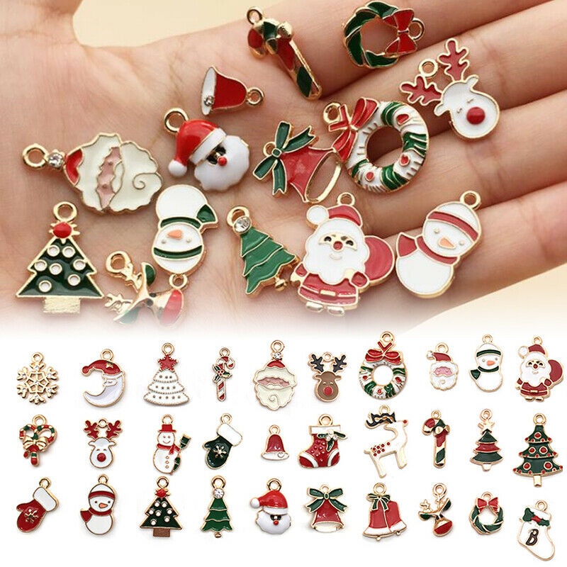 1 Set Mặt Dây Chuyền Tráng Men Thủ Công DIY Nhiều Màu Sắc Trang Trí Giáng Sinh