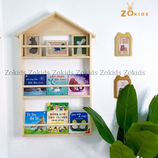 Gía đựng sách Zokids, Kệ sách treo tường Để bàn bằng Gỗ hình ngôi nhà