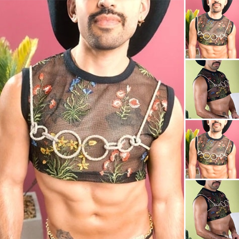 Áo Tank Top Thêu Hoa Thời Trang Đi Biển Cho Nam