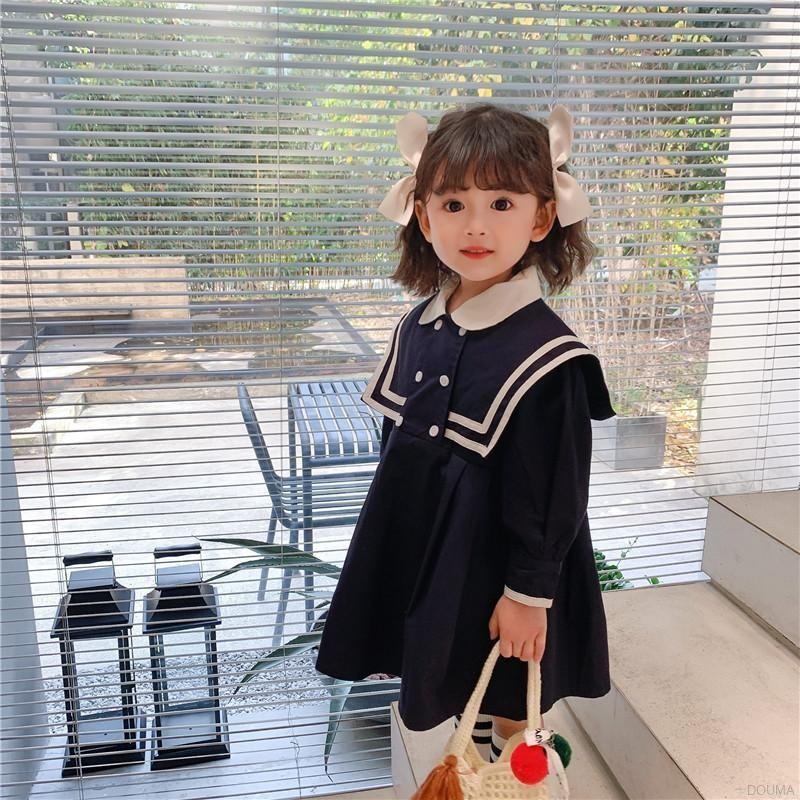 Đầm dài tay cổ búp bê phong cách Hàn Quốc thời trang cho bé gái