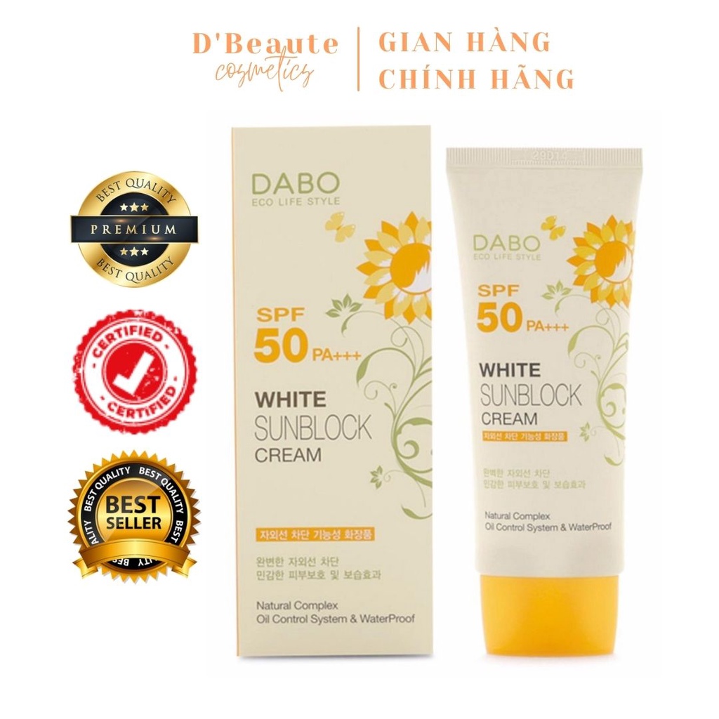 Kem Chống Nắng Dưỡng Da Dabo White Sunblock Cream SPF 50 PA+++ (70ml) - Hàn Quốc Chính Hãng