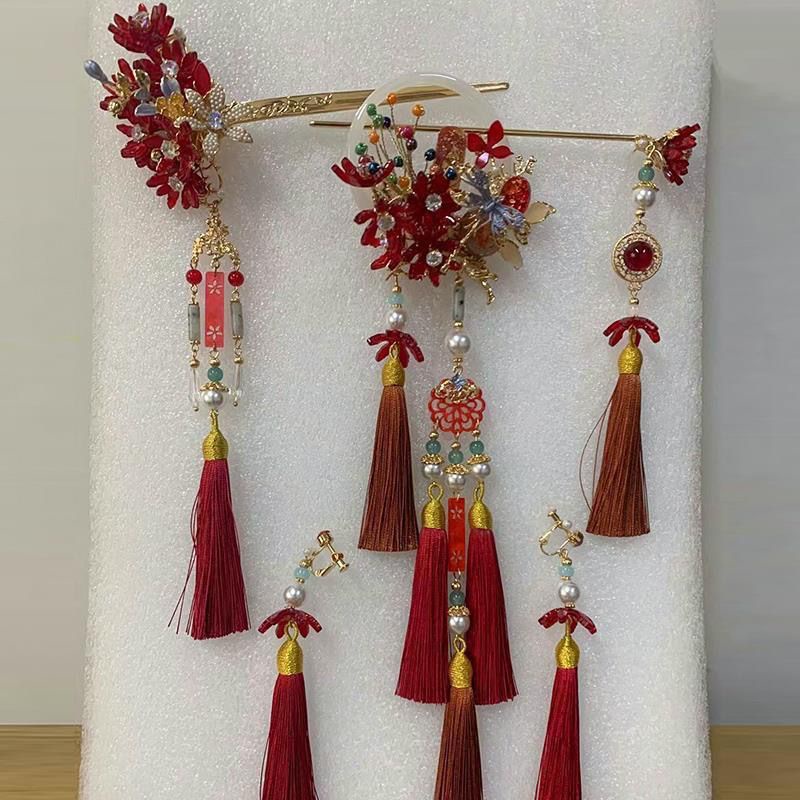 [Aishang Xinh Đẹp] Trâm Cài Tóc Phối Tua Rua Phong Cách Trung Hoa Cổ Điển Phụ Kiện Đám Cưới Đính Hôn Ouzi Cho Nữ