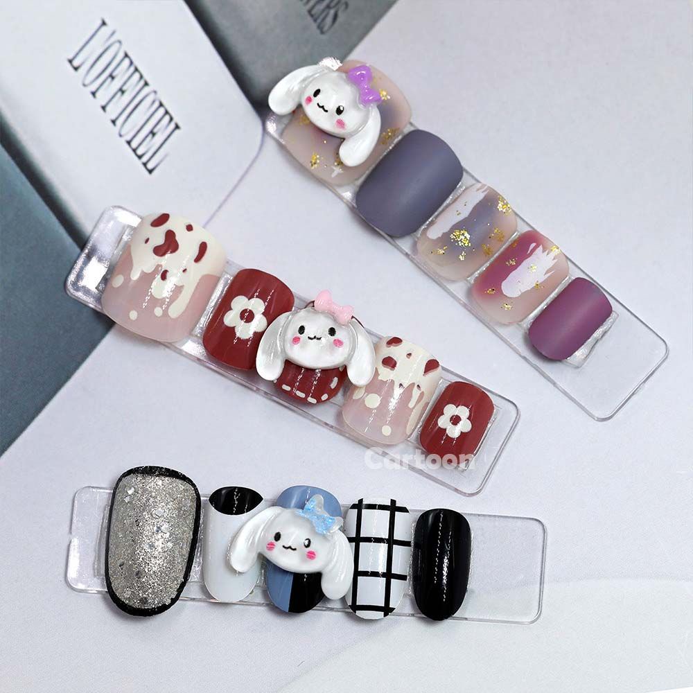 [Hàng mới về] 10 Phụ kiện trang trí móng tay hình chú cún tai to bằng nhựa resin trong suốt nhiều màu diy