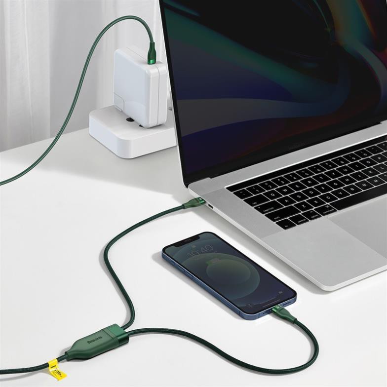 Cáp Dữ Liệu Sạc Nhanh BASEUS One-for-Two Type-C to L+C 1.2m 100W