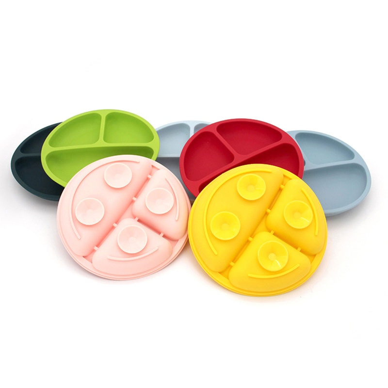 Đĩa Ăn Silicone Chia 3 Ngăn Không BPA Dành Cho Bé Trai Gái