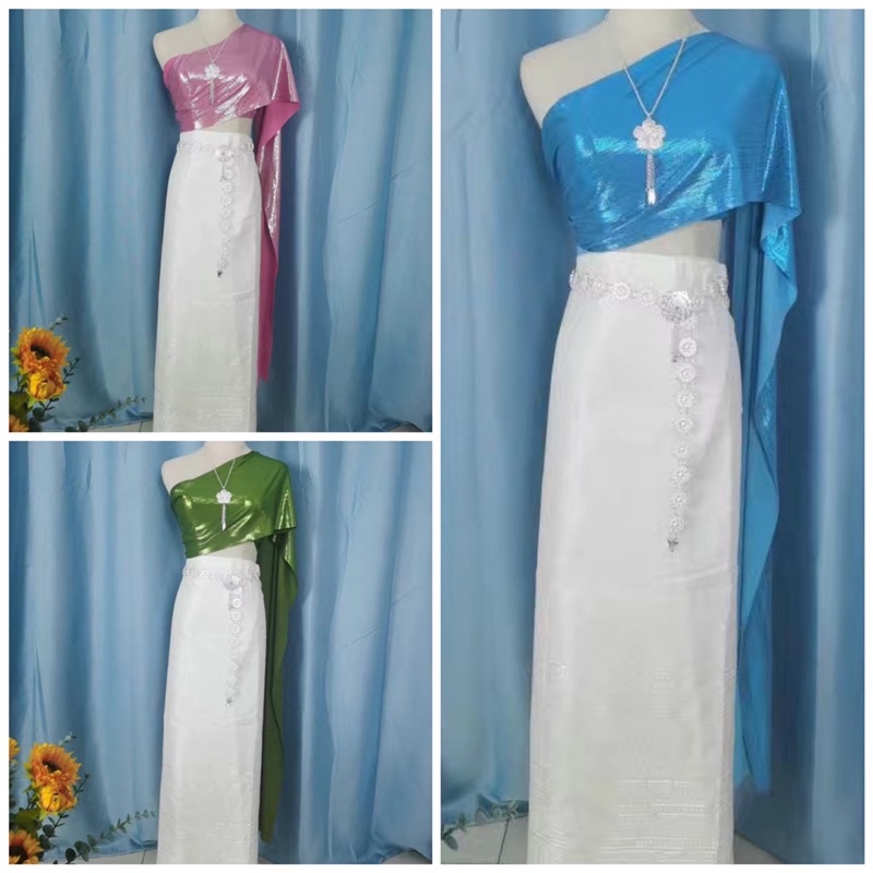 Set trang phục truyền thống Thái Lan 2 mảnh phối nhiều màu.