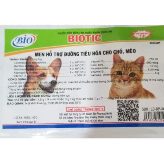 Men Tiêu hóa dành cho chó mèo BIOTIC 5 g