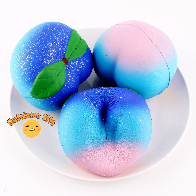 Squishy quả đào màu galaxy chậm tăng có bao bì S075