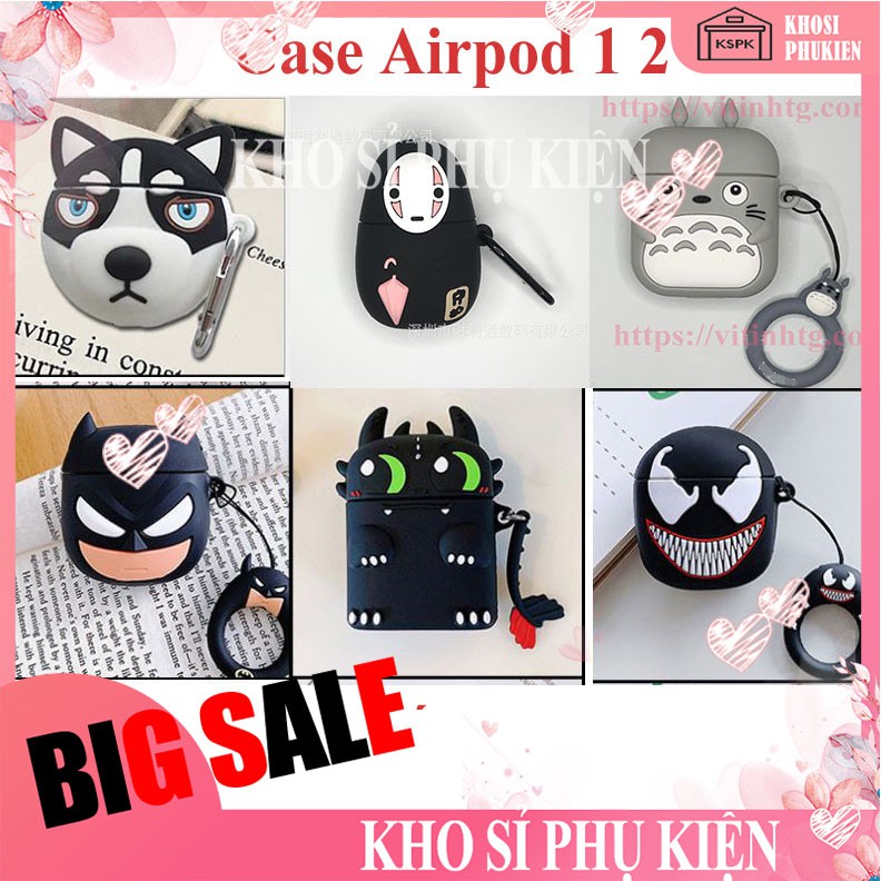 [Tặng kèm móc treo ]Vỏ bảo vệ bao đựng tai nghe airpod 1/2  Case airpod Phân loại màu ĐEN [bao gồm nhiều hình]