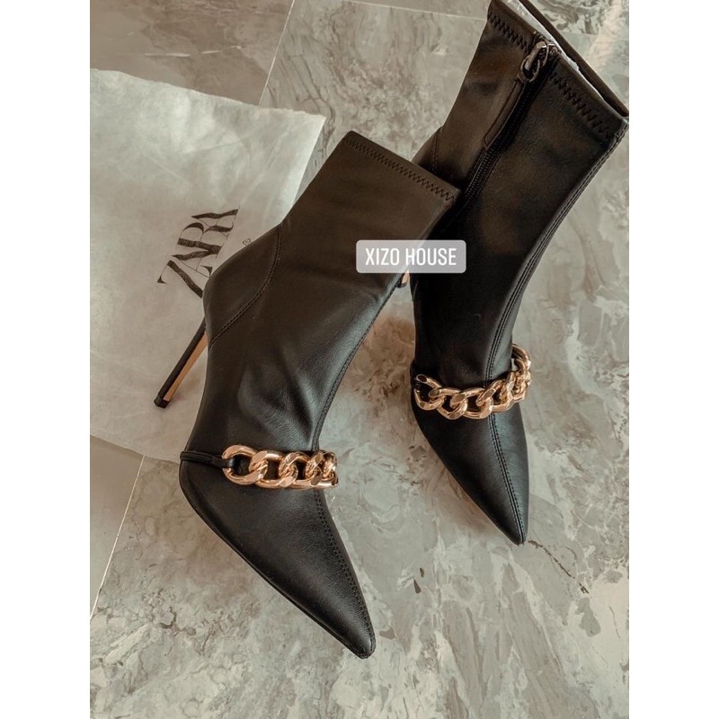 Boot Zara đen dây xích - size 37