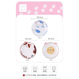 Dĩa mèo tròn nổi vẽ tay