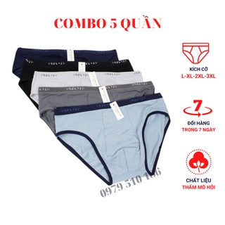 Quần lót nam🍁FREESHIP 150k🍁 Combo 5 quần lót nam tam giác chất liệu cotton co giãn 4 chiều cao cấp