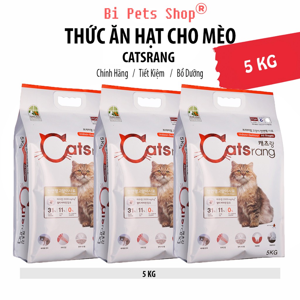 Thức ăn cho mèo , CATSRANG 5kg , Đồ ăn cho mèo - hạt catsrang phù hợp mọi lứa tuổi , chính hãng