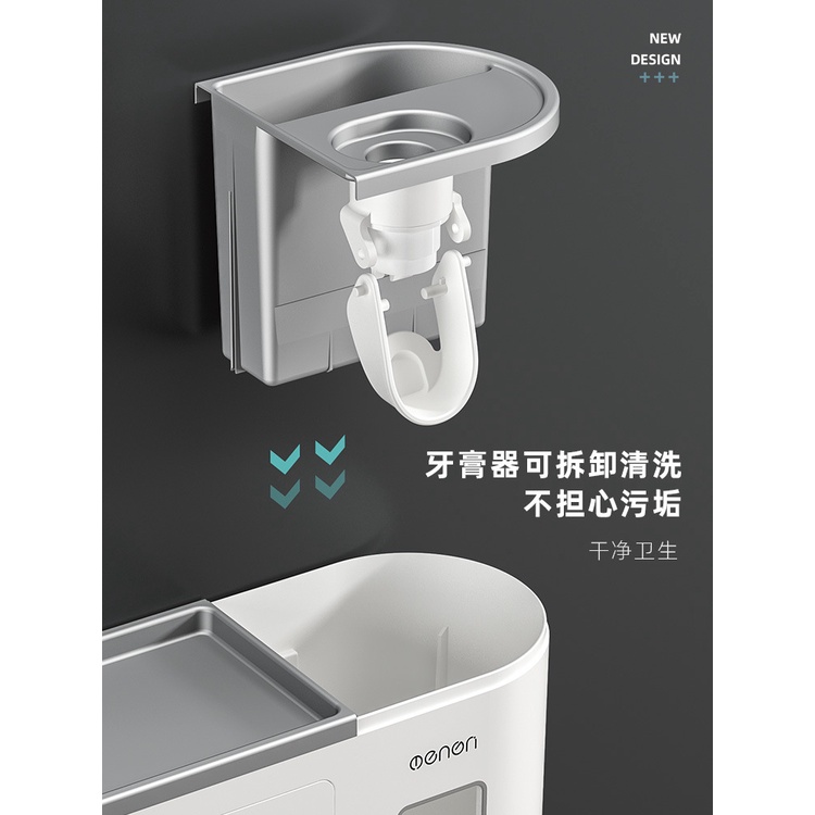 Bộ Nhả Kem Tự Động 3 cốc, Kệ Để Cốc Bàn Chải Đánh Răng Nhà Tắm Lắp Đặt Dính Tường