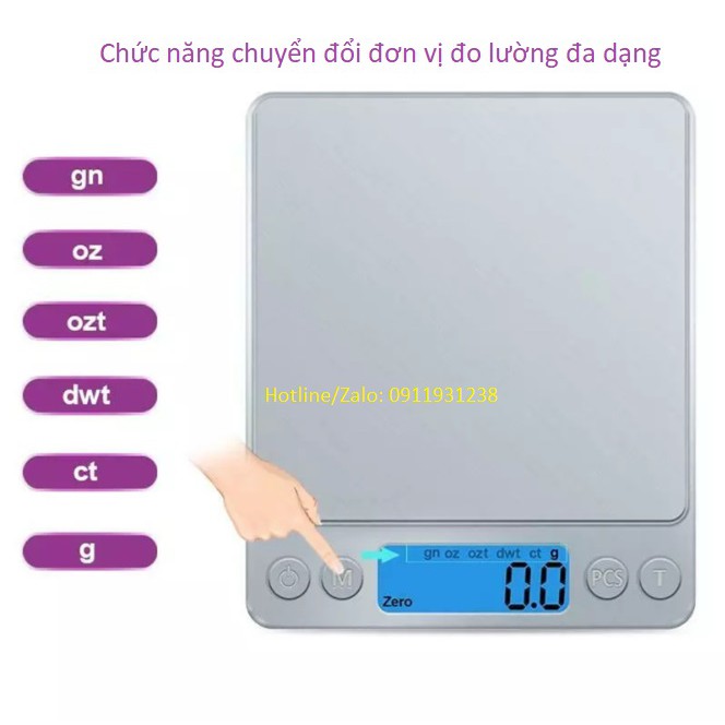 Cân điện tử mini i2000 (tặng kèm 2 khay và 1 đôi pin AA)