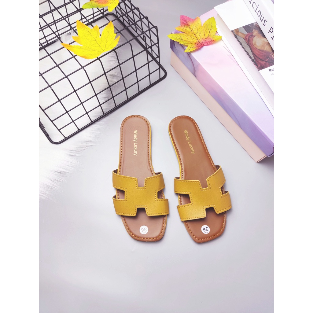 Dép nữ thời trang chữ H đế nâu quai nhiều màu đơn giản tinh tế (Ảnh thật)