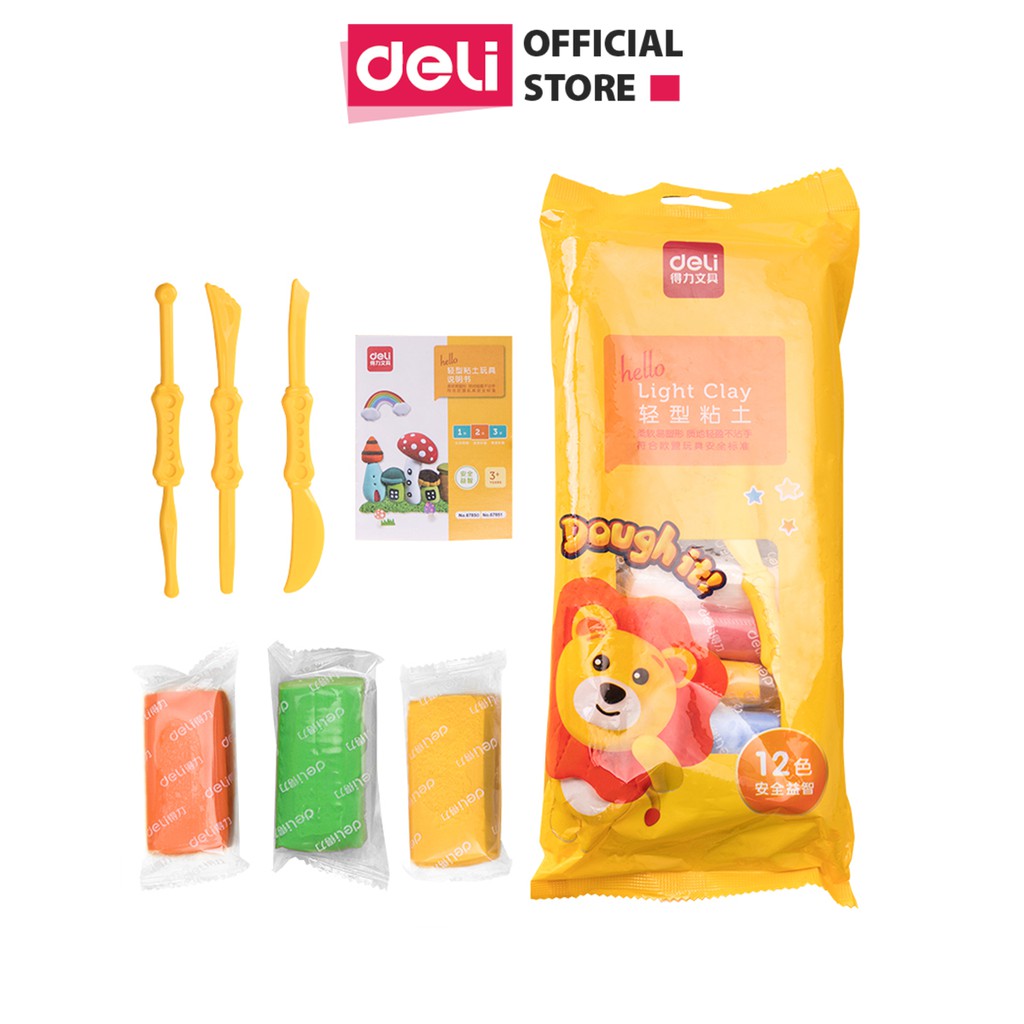 [Mã LIFEDELI3 giảm 50K đơn 99K] Túi đất nặn dành cho bé Deli - kèm dụng cụ - 12 / 24 màu - 67850 / 67851