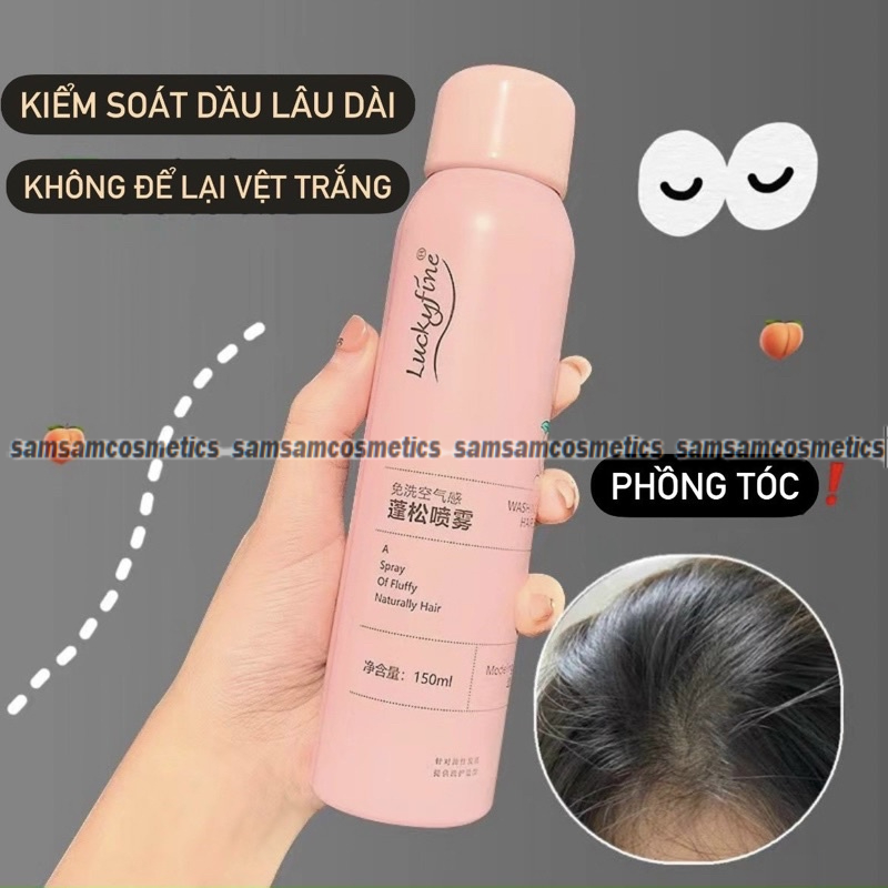 Xịt Gội Khô/ Dầu Gội Khô LUCKY FINE Mùi Đào & Hoa Cỏ 🍑