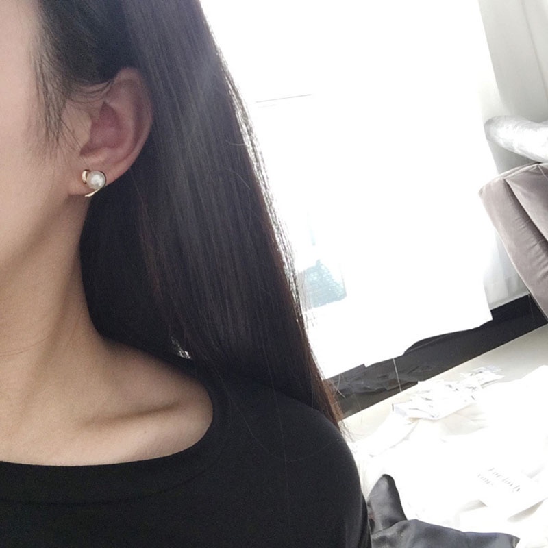 Thời Trang Bông Tai Hình Trái Tim Đính Ngọc Trai Giả