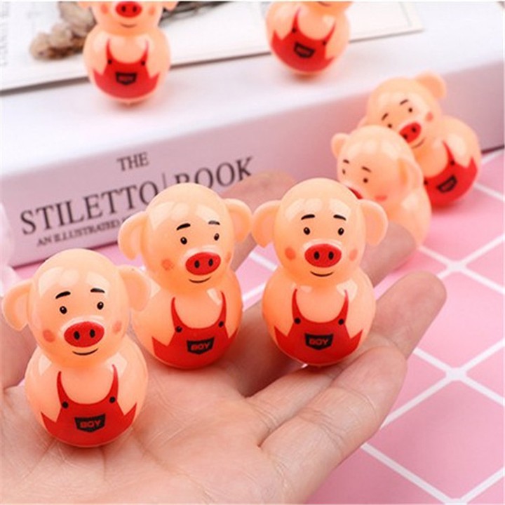 Đồ chơi Lật đật mini hình con heo hồng đỏ dễ thương chất liệu nhựa an toàn cho béyoungcityshop 30.000