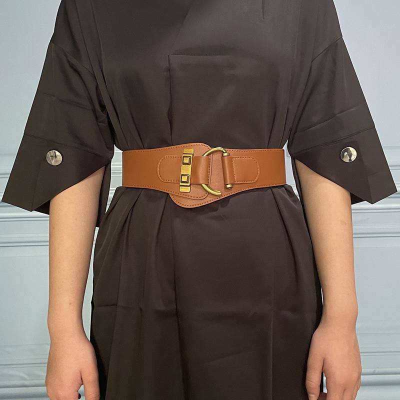 Thắt lưng da bản rộng co giãn thời trang cho nữ