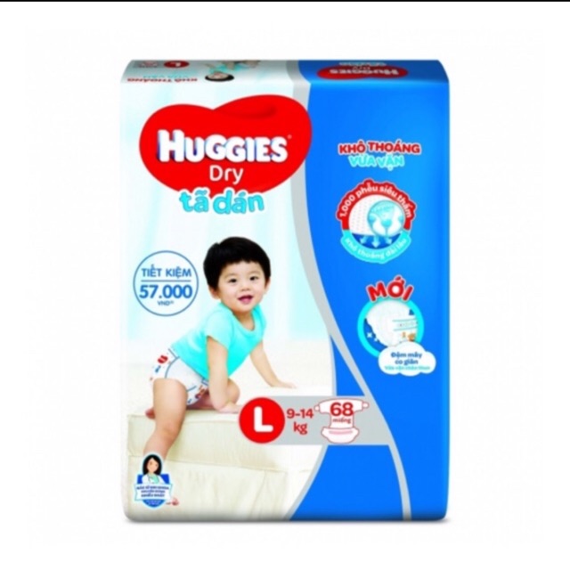 Tã dán Huggies Dry size L - 68 Miếng