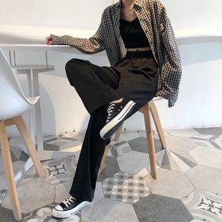 Quần đen ống suông lưng thun! (Ảnh thật 100% shop tự chụp)