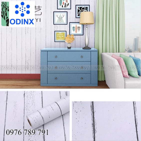 Giấy Dán Tường Giả Gỗ 3D Có Keo Sẵn 10m Decal Dán Tường Phòng Khách Chống Thấm ODINX