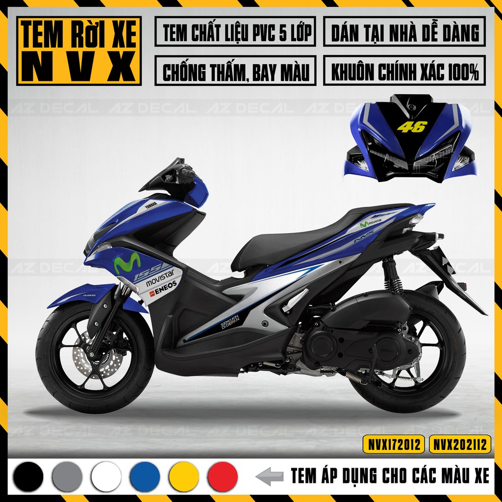 Tem NVX Mẫu Movistar Dành Cho Đời Xe 2017 - 2021 | NVX12 | Decal Dán Xe Chống Nước, Bền Màu Cho NVX V1/V2